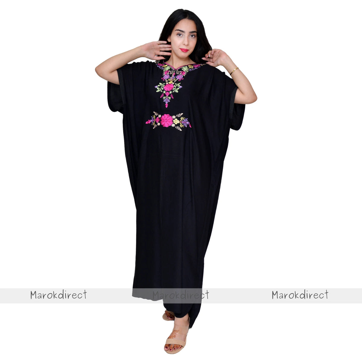 Moroccan Kaftan Womens Eid Farasha Dress Floral Embroidery Stylish Party Caftan