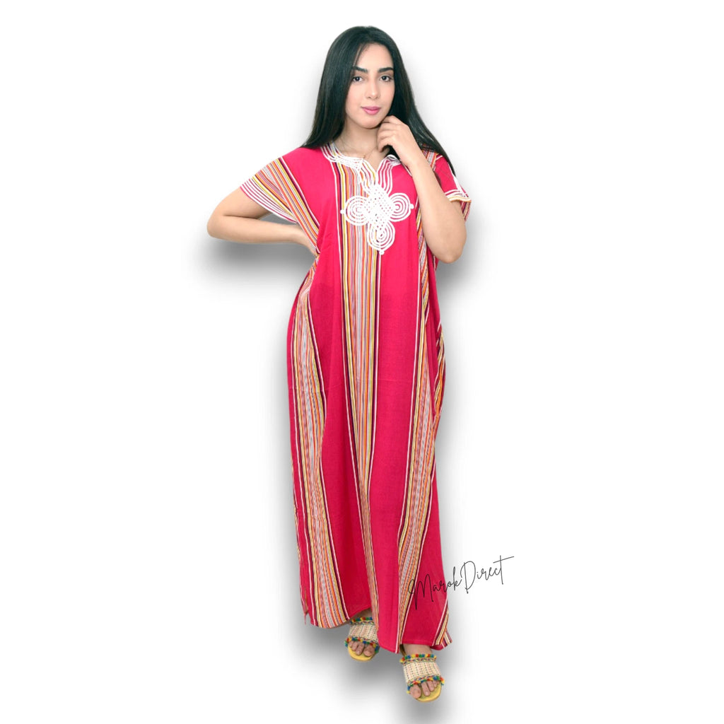 Kaftan Dress Moroccan Maxi Dress Cotton White Embroidery Womens Casual Eid Gift