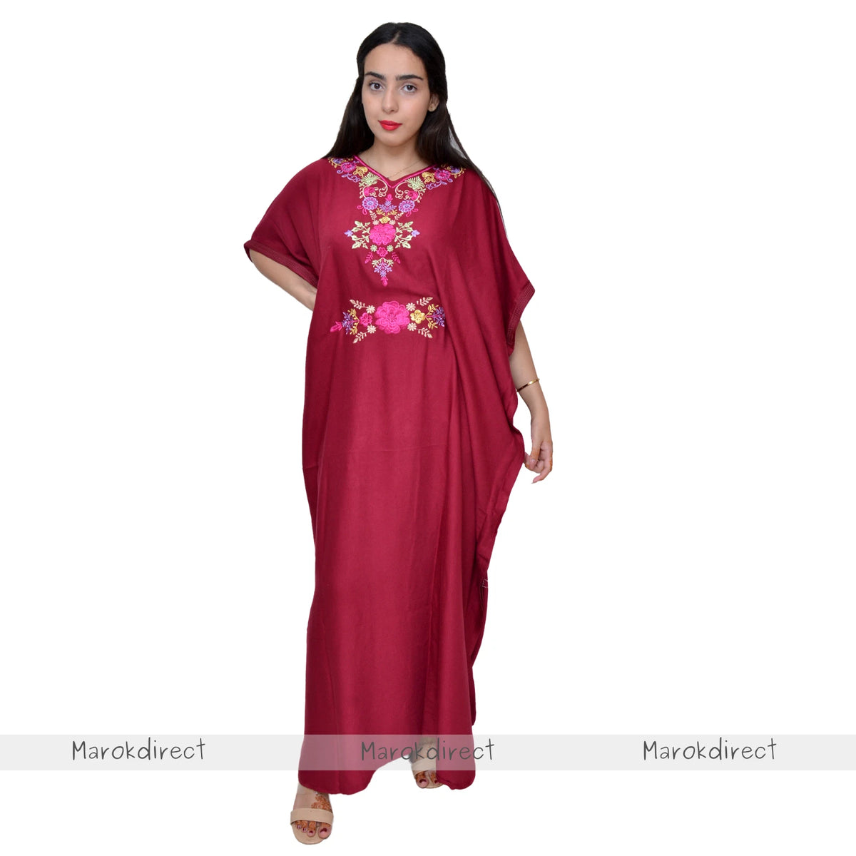 Moroccan Kaftan Womens Eid Farasha Dress Floral Embroidery Stylish Party Caftan