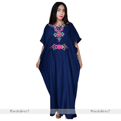 Moroccan Kaftan Womens Eid Farasha Dress Floral Embroidery Stylish Party Caftan
