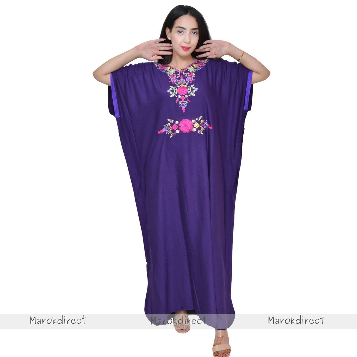 Moroccan Kaftan Womens Eid Farasha Dress Floral Embroidery Stylish Party Caftan