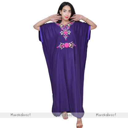 Moroccan Kaftan Womens Eid Farasha Dress Floral Embroidery Stylish Party Caftan