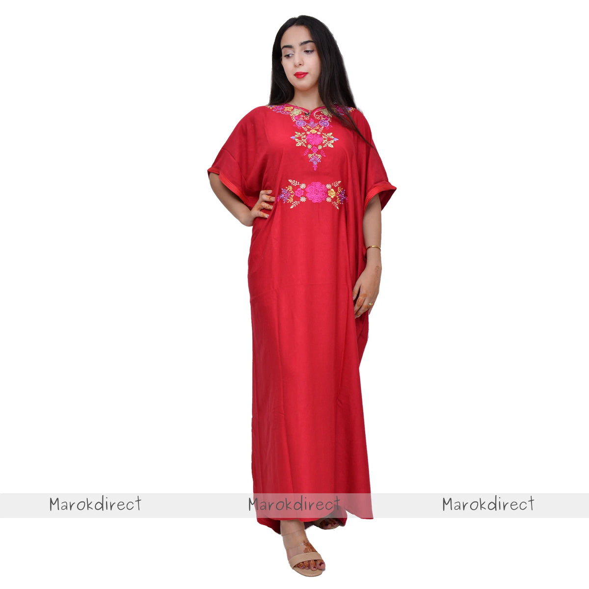 Moroccan Kaftan Womens Eid Farasha Dress Floral Embroidery Stylish Party Caftan