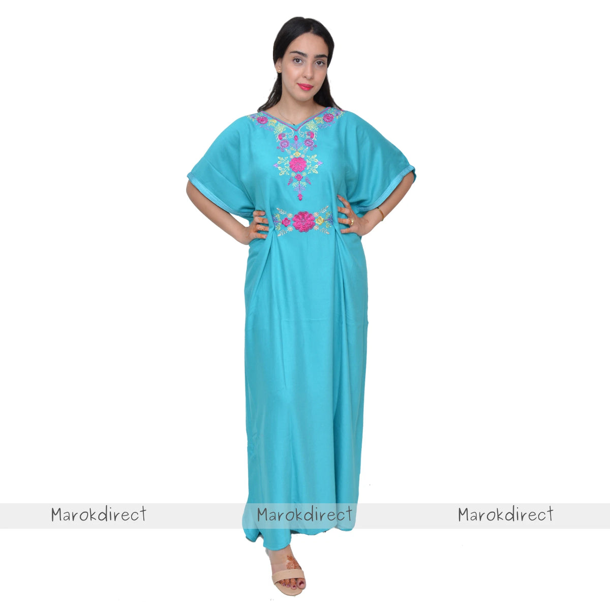 Moroccan Kaftan Womens Eid Farasha Dress Floral Embroidery Stylish Party Caftan