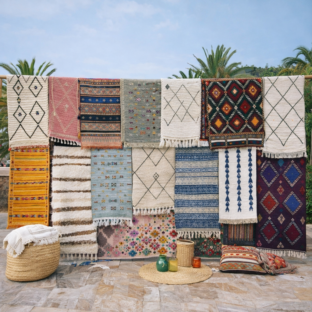 Moroccan Rug Kilim Berber Carpet Runner Wool Large Small Room Hallway Floor Mats