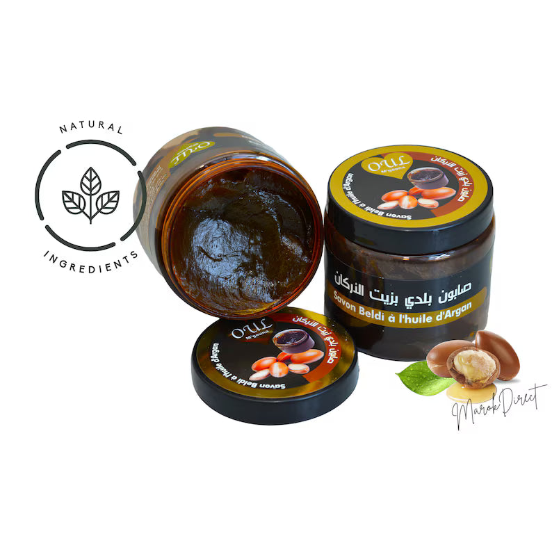 Pure Moroccan Black Beldi Soap with Organic Argan Oil, Nourishing Exfoliating Soap
