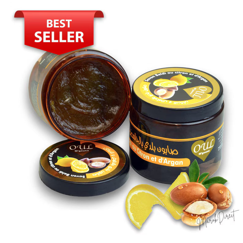 Moroccan Black Beldi Soap with Argan & Lemon, Nourishing Exfoliating Soap