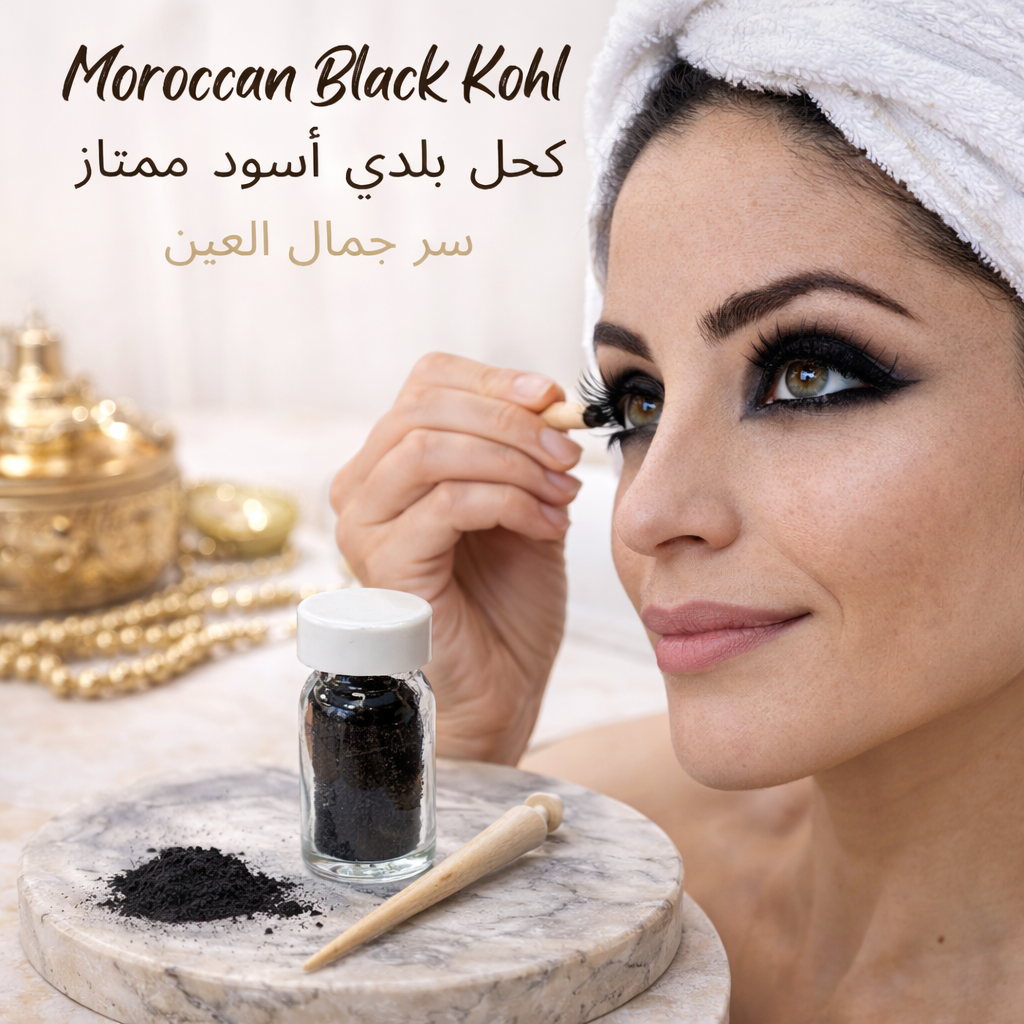 Moroccan Premium Kohl Kajal Surma Black Powder Eyeliner Wooden Applicator 10g