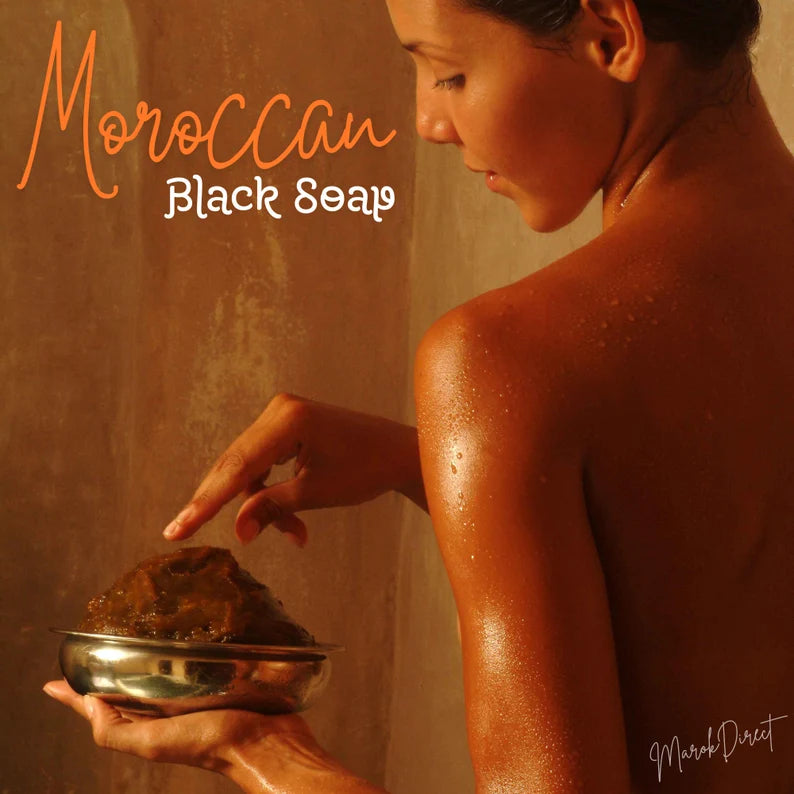 Aker Fassi Moroccan Black Soap, Pure Exfoliating & Nourishing Hammam Soap, 200g