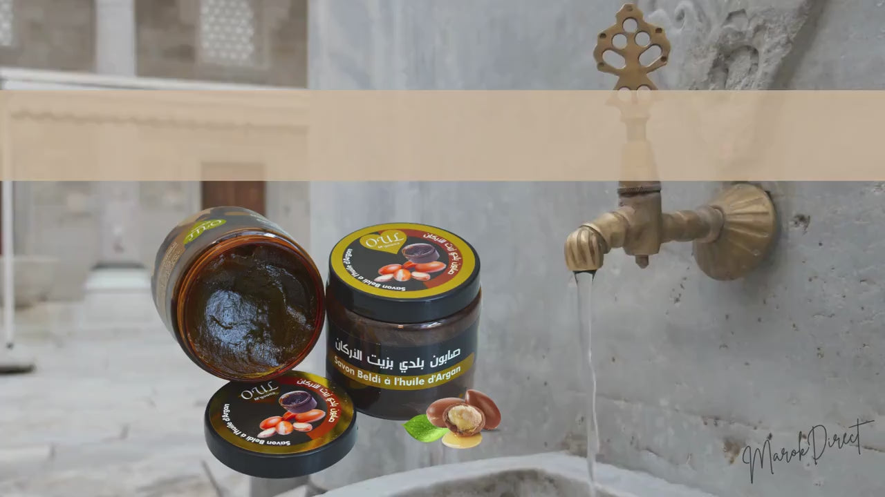 Pure Moroccan Black Beldi Soap with Organic Argan Oil, Nourishing Exfoliating Soap