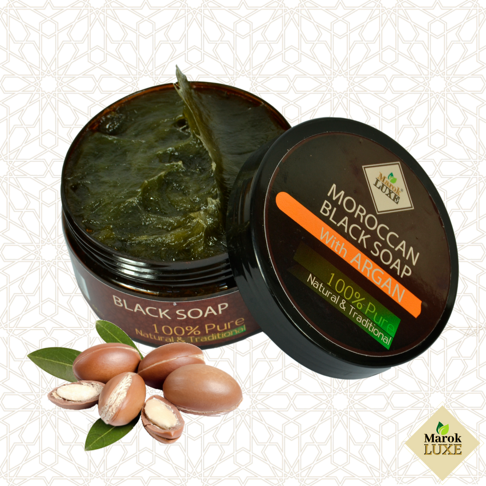 Moroccan Argan Oil Black Soap Natural Hamam Body Exfoliating Skincare Beldi Soap