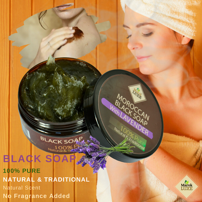 Moroccan Beldi Black Soap Lavender Natural body Exfoliating Cleansing Hammam Spa
