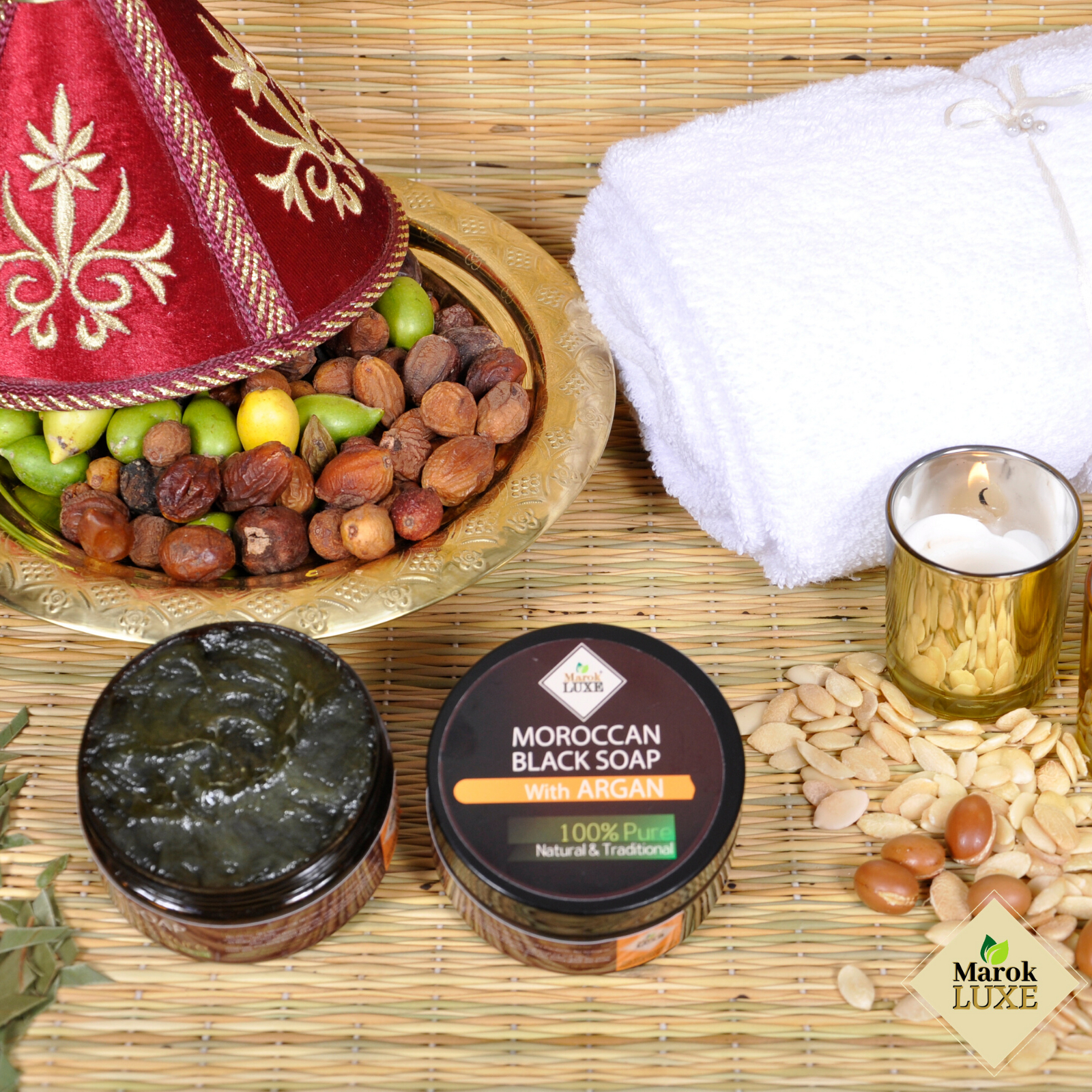 Moroccan Argan Oil Black Soap Natural Hamam Body Exfoliating Skincare Beldi Soap