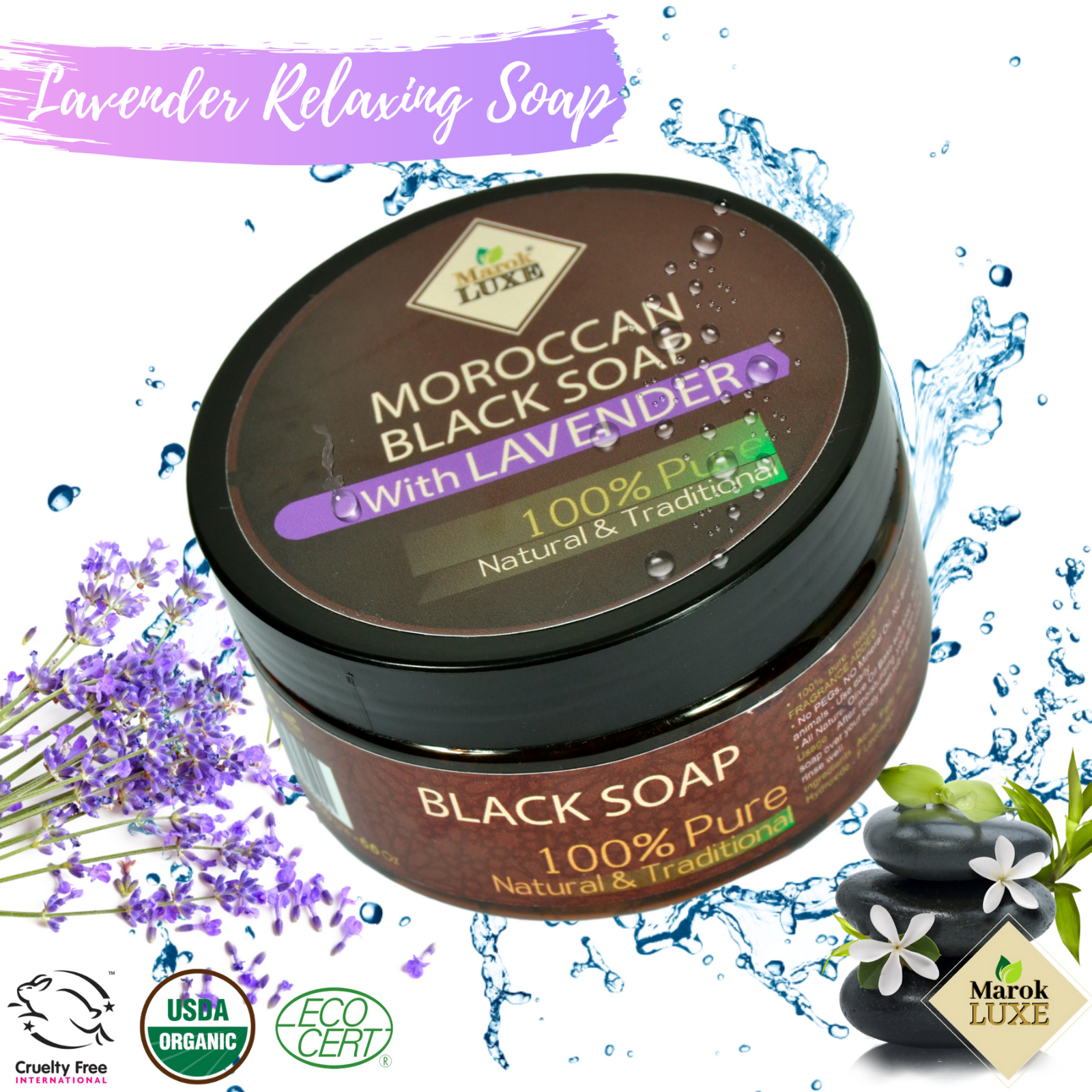 Moroccan Beldi Black Soap Lavender Natural body Exfoliating Cleansing Hammam Spa